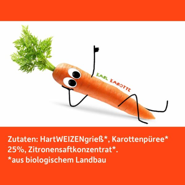 Zutatenliste von Freche Freunde Bio Gemüsenudeln Karotte