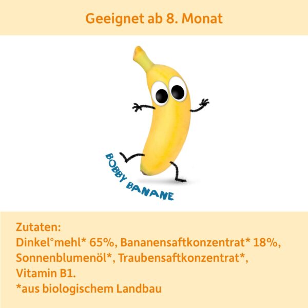 Zutatenübersicht der Baby Freche Freunde Bio Babykekse Dinkel & Banane