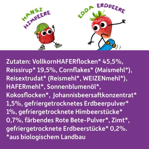 Nährwerte von Freche Freunde Bio Eddas Knusper Müsli Beeren-Mix
