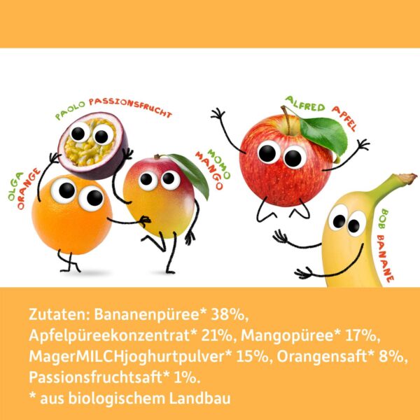 Zutatenliste Freche Freunde Bio Smoothie Chips Exotik mit Joghurt