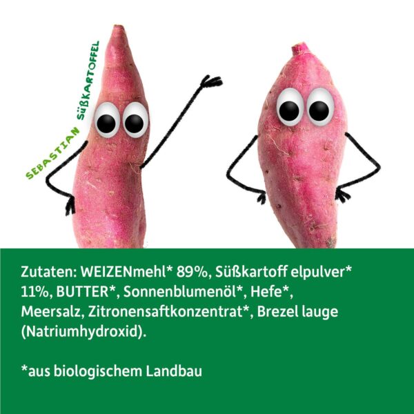Zutatenlisten. Darüber 2x Sebastian Süßkartoffel.