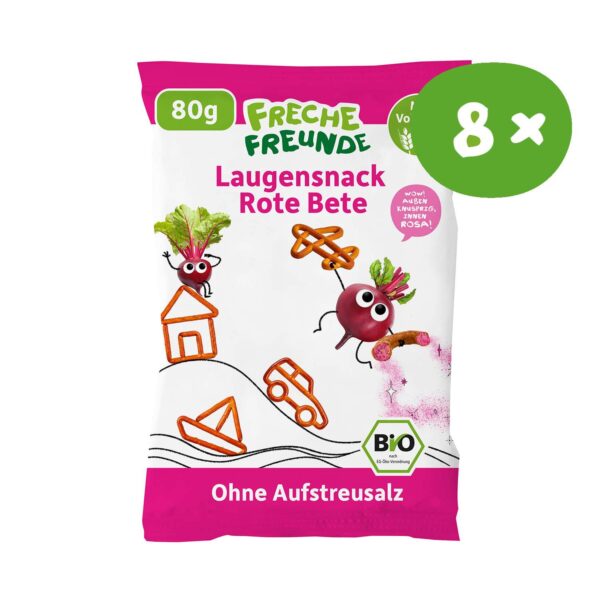 8x Freche Freunde Laugensnack Rote Bete, 8x80g, Süße ohne Aufstreusalz