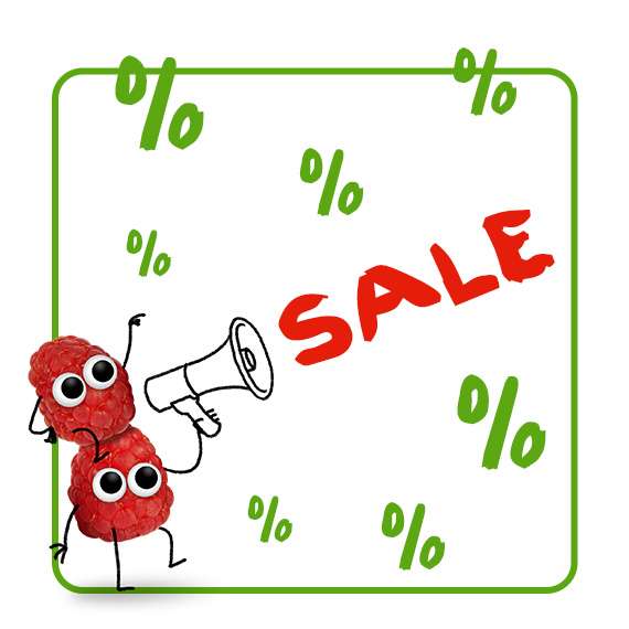 Freche Freunde Angebote - Himbeeren schreien durch's Megaphoe "SALE"