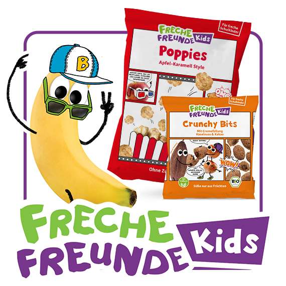 Freche Freunde Kids mit dem coolen Bob Banane und Snacks für Grundschulkids